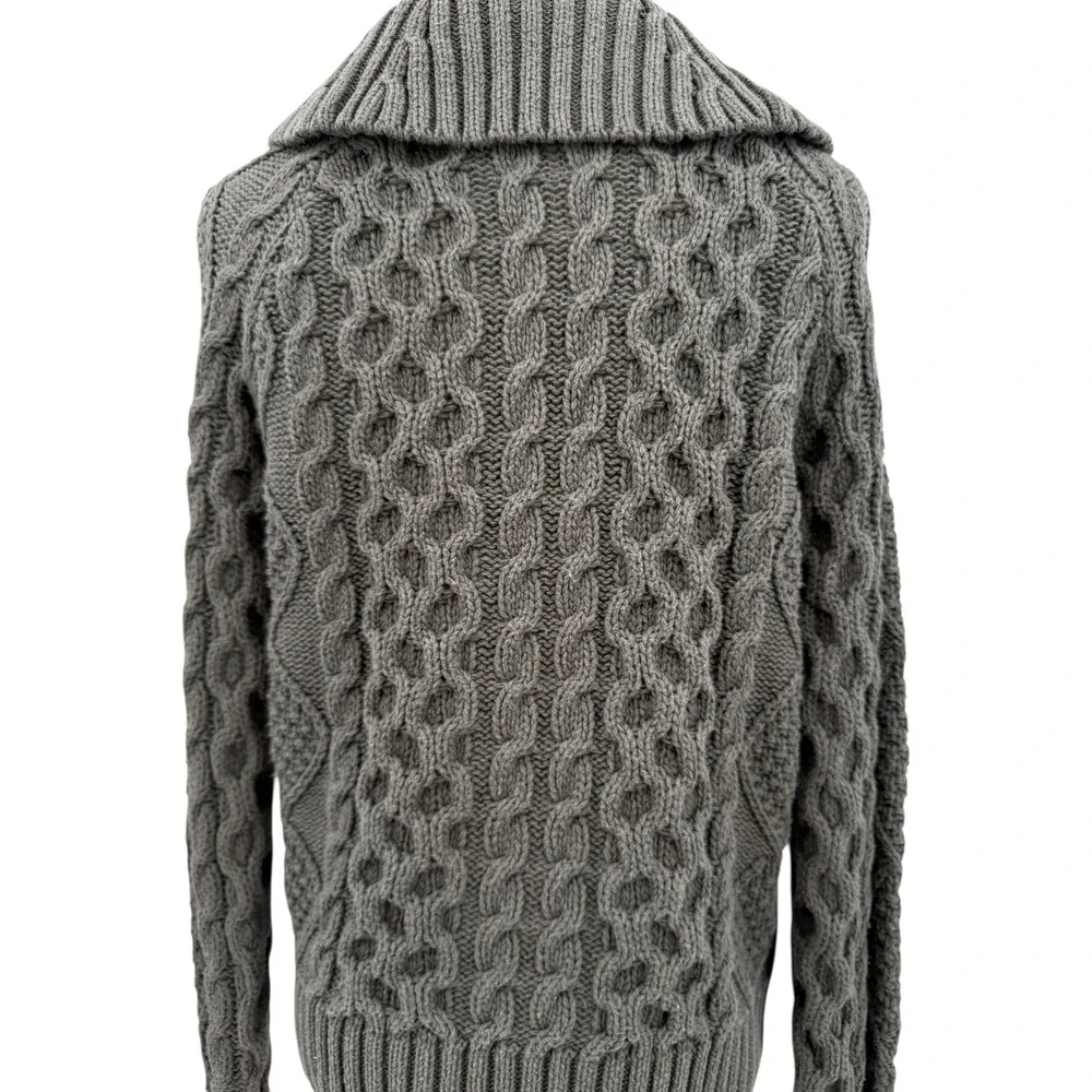Denim & Supply‎ Womens Sweater Cropped Cable Knit Shawl Collar Olive Green Med